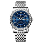 Orologio al quarzo luminoso con doppio calendario BINBOND B2202, Inter-gold-Blue, Inter-gold-Green, Inter-gold-Black, Inter-gold-White, Full-gold-Gold, Full-gold-Black, White Steel-Blue, White Steel-Black, White Steel-White, Black Steel-Black-White Nail