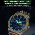 Orologio al quarzo luminoso con doppio calendario BINBOND B2202, Inter-gold-Blue, Inter-gold-Green, Inter-gold-Black, Inter-gold-White, Full-gold-Gold, Full-gold-Black, White Steel-Blue, White Steel-Black, White Steel-White, Black Steel-Black-White Nail