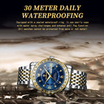 Orologio al quarzo luminoso con doppio calendario BINBOND B2202, Inter-gold-Blue, Inter-gold-Green, Inter-gold-Black, Inter-gold-White, Full-gold-Gold, Full-gold-Black, White Steel-Blue, White Steel-Black, White Steel-White, Black Steel-Black-White Nail