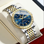 Orologio al quarzo luminoso con doppio calendario BINBOND B2202, Inter-gold-Blue, Inter-gold-Green, Inter-gold-Black, Inter-gold-White, Full-gold-Gold, Full-gold-Black, White Steel-Blue, White Steel-Black, White Steel-White, Black Steel-Black-White Nail
