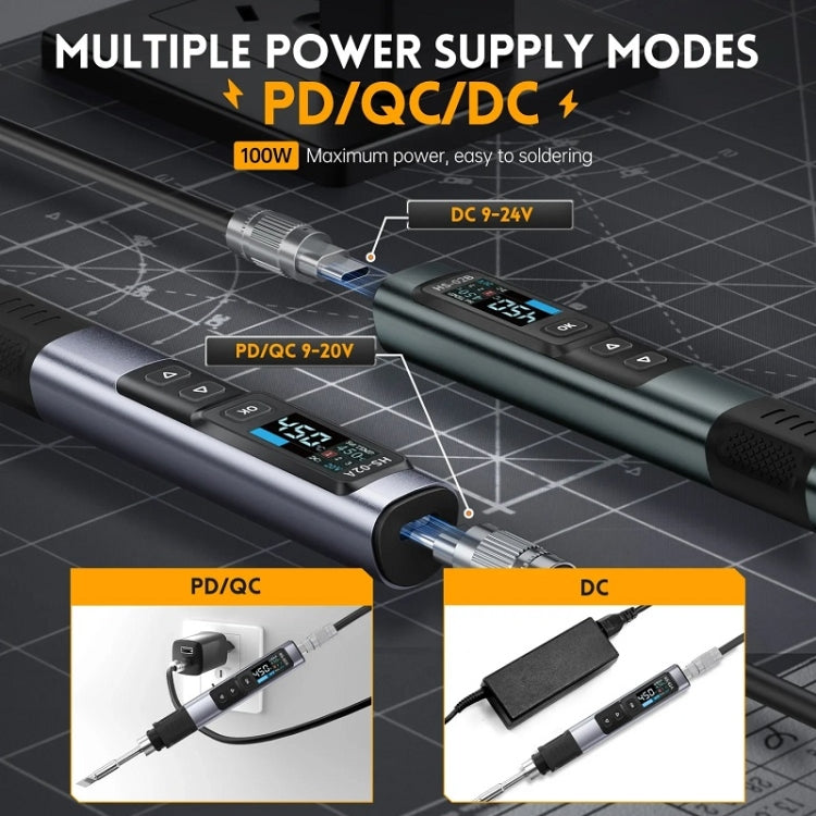 Set di saldatori portatili a temperatura costante FNIRSI, HS-02A Standard-B Round Tip, HS-02A Standard 6 Head, HS-02A Upgrade B+C2C Line+90W US Plug, HS-02A Upgrade B+C2C Line+100W US Plug+EU Adapter, HS-02A Upgrade 6 Head+C2C Line+90W US Plug         ...