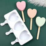 Stampo per budino fai-da-te modello gelato a forma di cuore con 3 griglie senza bastoncino, 3 Grids Heart