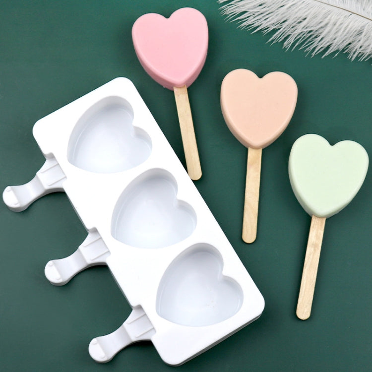 Stampo per budino fai-da-te modello gelato a forma di cuore con 3 griglie senza bastoncino, 3 Grids Heart