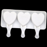Stampo per budino fai-da-te modello gelato a forma di cuore con 3 griglie senza bastoncino, 3 Grids Heart
