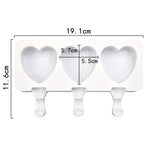Stampo per budino fai-da-te modello gelato a forma di cuore con 3 griglie senza bastoncino, 3 Grids Heart