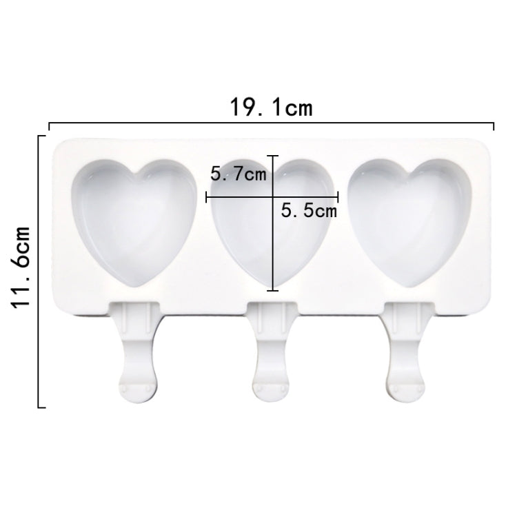 Stampo per budino fai-da-te modello gelato a forma di cuore con 3 griglie senza bastoncino, 3 Grids Heart