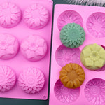 6 griglie 3 gruppi stampo per torta in silicone a forma di fiore cottura fai da te modello di sapone fatto a mano stampo per torta luna girasole, 6 Grids Flower