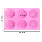 6 griglie 3 gruppi stampo per torta in silicone a forma di fiore cottura fai da te modello di sapone fatto a mano stampo per torta luna girasole, 6 Grids Flower