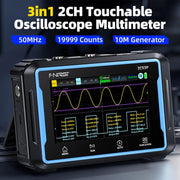 FNIRSI 2C53P Generatore di segnali multimetro per oscilloscopio digitale a schermo piatto a doppio canale 3 in 1, 2C53P