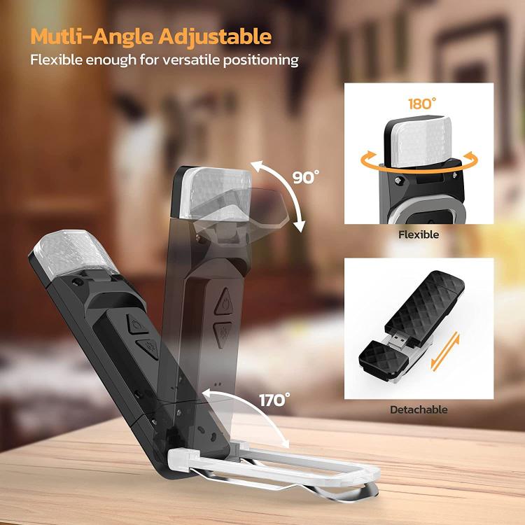 Lampada da lettura a clip ricaricabile USB, luce notturna a LED per la protezione degli occhi
