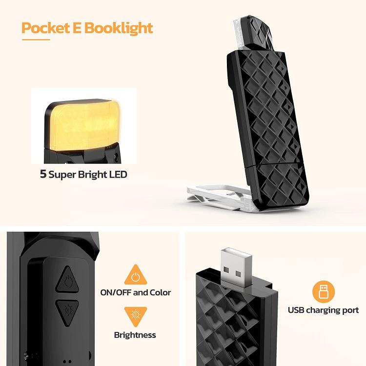 Lampada da lettura a clip ricaricabile USB, luce notturna a LED per la protezione degli occhi