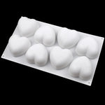 Stampo per cioccolato in silicone a forma di cuore con 8 griglie. Stampo per sapone aromatico fatto a mano, 8 Grids Heart