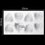 Stampo per cioccolato in silicone a forma di cuore con 8 griglie. Stampo per sapone aromatico fatto a mano, 8 Grids Heart