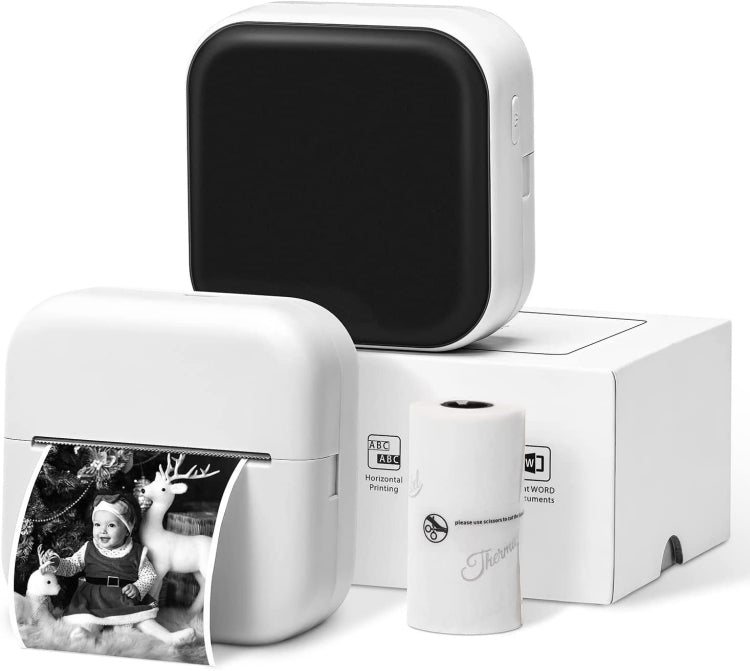 Phomemo M02X Stampante tascabile senza inchiostro Bluetooth Macchina per la creazione di adesivi termici portatili, White, Green