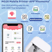 Phomemo M02X Stampante tascabile senza inchiostro Bluetooth Macchina per la creazione di adesivi termici portatili, White, Green