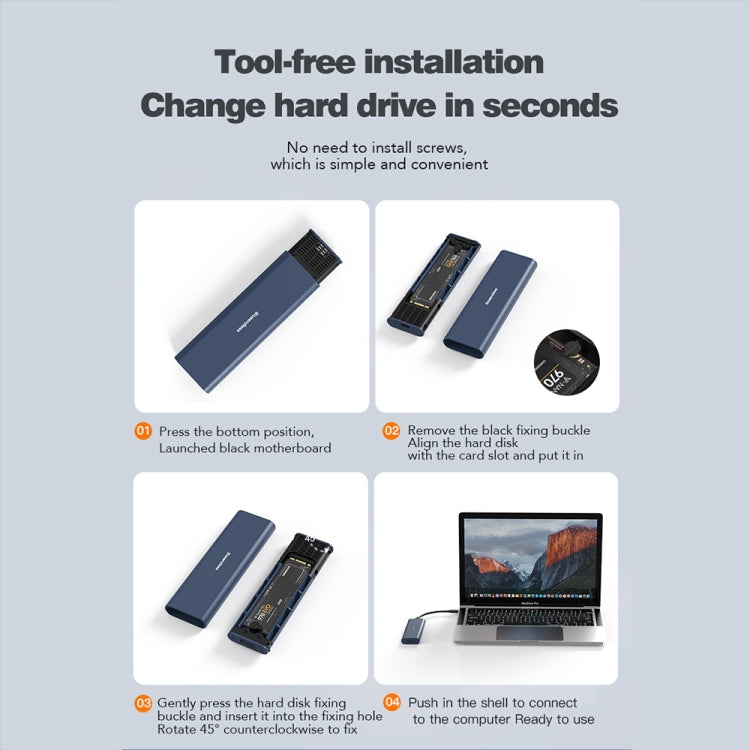 Blueendless M2815SN Box esterno SSD M.2 USB Type-C 3.1