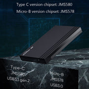 SSD esterno per laptop senza attrezzi Blueendless MR23S SATA da 2,5 pollici per disco rigido mobile, USB3.0, Type-C