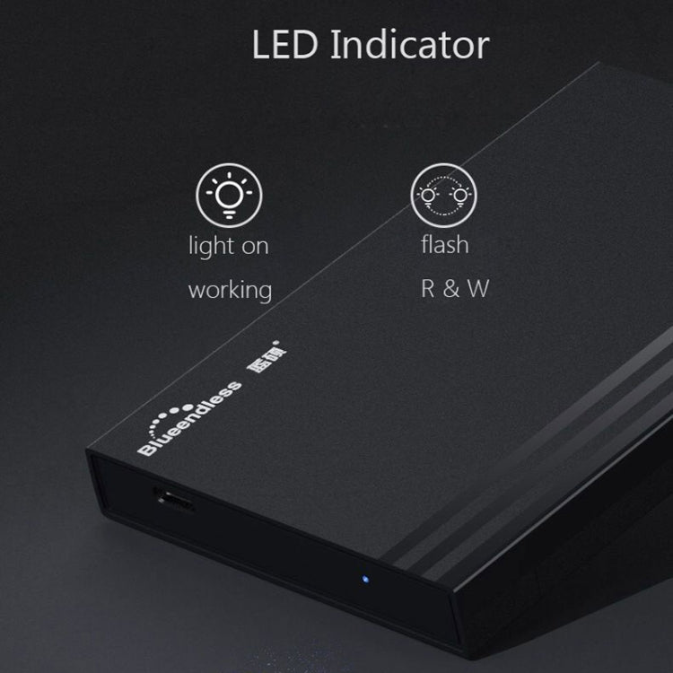 SSD esterno per laptop senza attrezzi Blueendless MR23S SATA da 2,5 pollici per disco rigido mobile, USB3.0, Type-C