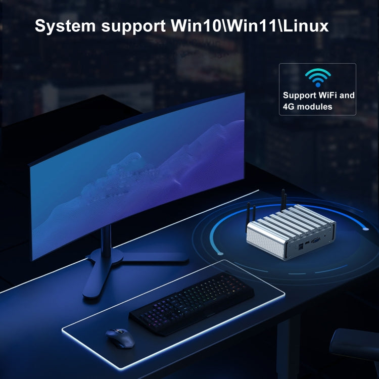 HYSTOU P09B-J4125-4L 8 GB DDR4 + 128 GB SSD Computer industriale Percorso morbido da mini console server HTPC multi-rete 2.5G, With EU Adapter, With US Adapter, With UK Adapter
