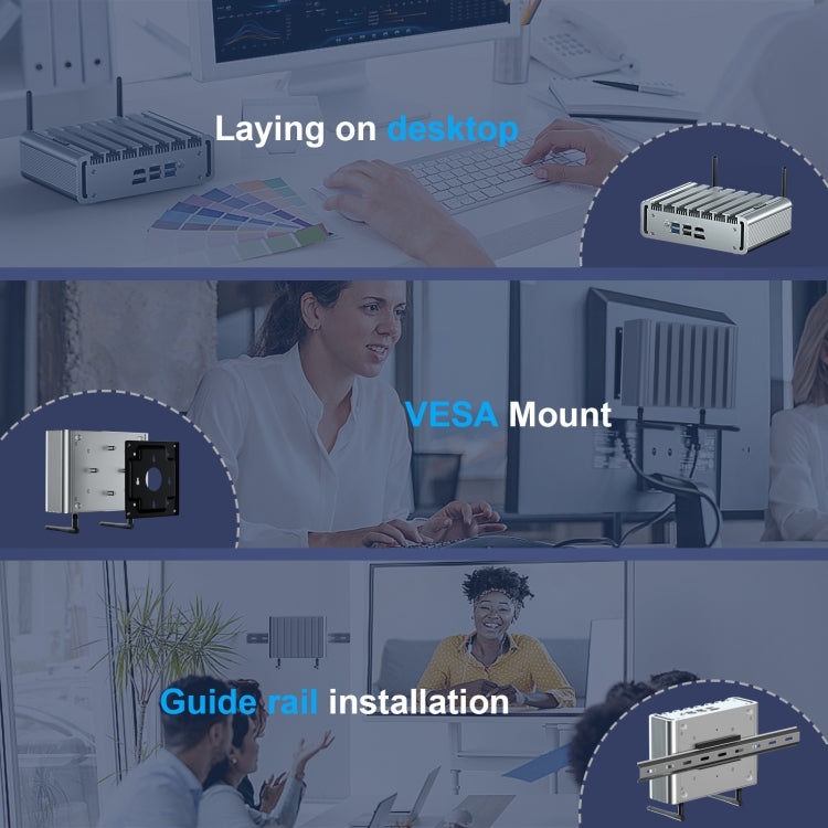 HYSTOU P09B-J4125-4L 8 GB DDR4 + 128 GB SSD Computer industriale Percorso morbido da mini console server HTPC multi-rete 2.5G, With EU Adapter, With US Adapter, With UK Adapter