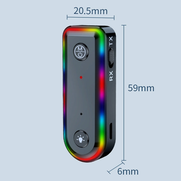 Q3 Adattatore audio per auto con ricevitore audio Bluetooth RGB 2 in 1 RGB, Q3