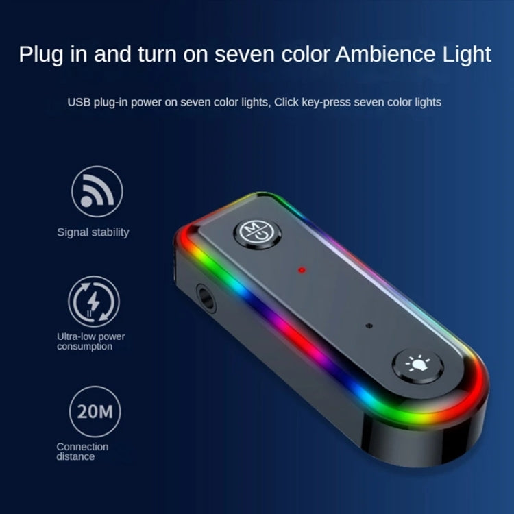 Q3 Adattatore audio per auto con ricevitore audio Bluetooth RGB 2 in 1 RGB, Q3
