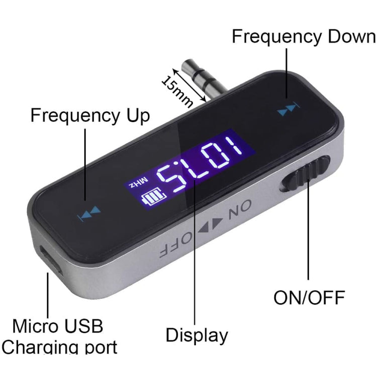 FM-01 Trasmettitore FM audio musicale da 3,5 mm Mini lettore MP3 per auto wireless, FM-01