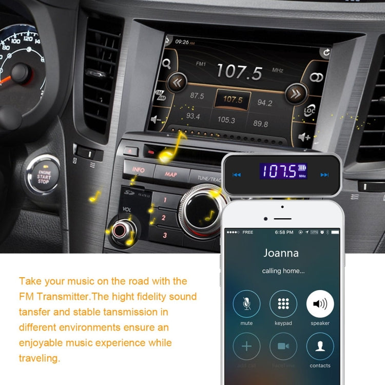 FM-01 Trasmettitore FM audio musicale da 3,5 mm Mini lettore MP3 per auto wireless, FM-01