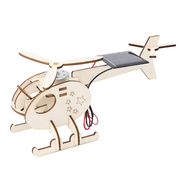Tecnologia per elicotteri solari fai-da-te Modello di aereo assemblato in legno per bambini di piccola produzione, DIY Solar Helicopter