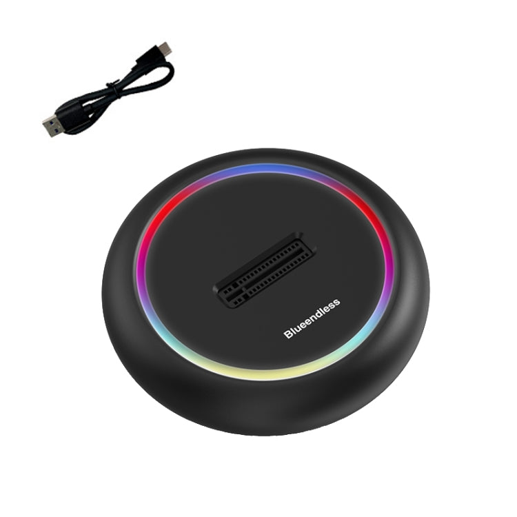 Base SSD Blueendless SD03C M.2 NVMe / NGFF a doppio protocollo con luce colorata RGB, Type-C-USB, 2-in-1