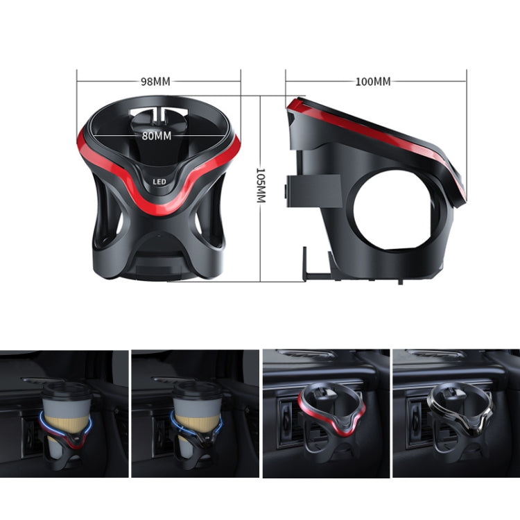 Portabicchieri per auto, presa d'aria per condizionatore, portaoggetti multifunzionale, Black Red LED Light, Black Silver LED Light, Black Red Ordinary, Black Silver Ordinary