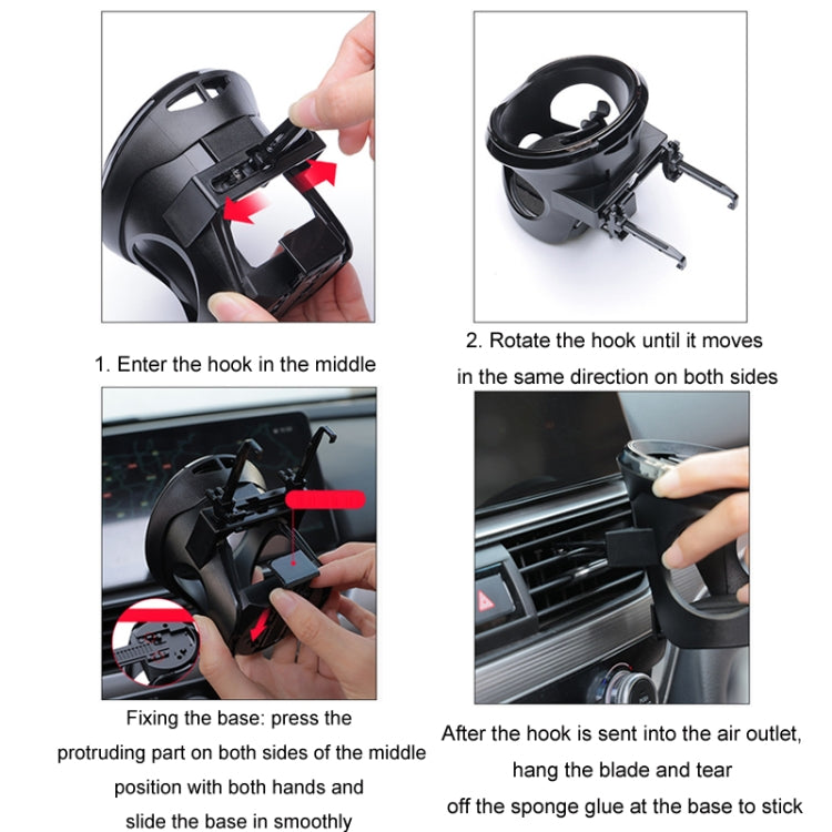 Portabicchieri per auto, presa d'aria per condizionatore, portaoggetti multifunzionale, Black Red LED Light, Black Silver LED Light, Black Red Ordinary, Black Silver Ordinary