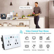Presa Smart Graffiti con interruttore Presa per telecomando a doppia porta USB + tipo C, spina UK, Wifi White, Wifi Black, ZigBee White, ZigBee Black
