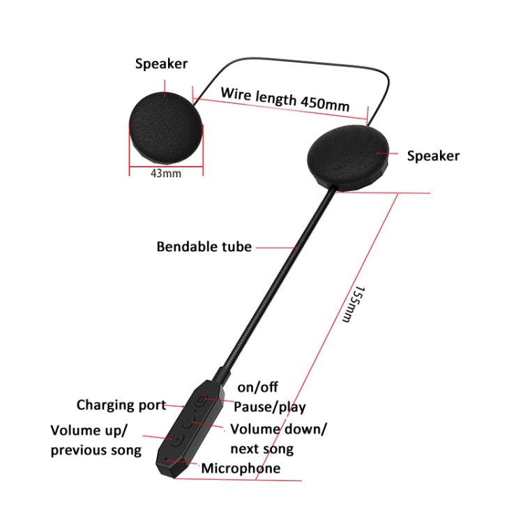 Cuffie Bluetooth 5.3 per casco da motociclista JK09