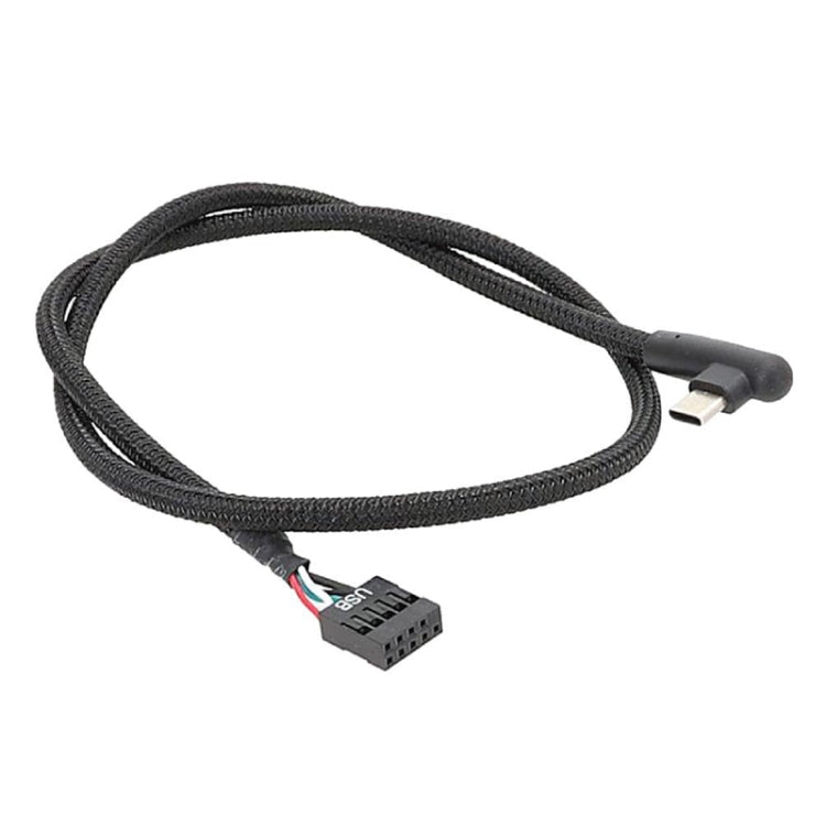 Cavo di rete intrecciato con cavo dati a gomito USB da 9 pin a tipo C della scheda madre, 60cm Elbow