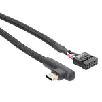 Cavo di rete intrecciato con cavo dati a gomito USB da 9 pin a tipo C della scheda madre, 60cm Elbow