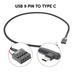 Cavo di rete intrecciato con cavo dati a gomito USB da 9 pin a tipo C della scheda madre, 60cm Elbow
