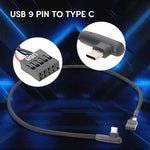 Cavo di rete intrecciato con cavo dati a gomito USB da 9 pin a tipo C della scheda madre, 60cm Elbow