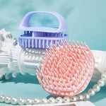 Spazzola per shampoo in silicone Spazzola per massaggio del cuoio capelluto pulita Pettine per shampoo portatile umido e asciutto