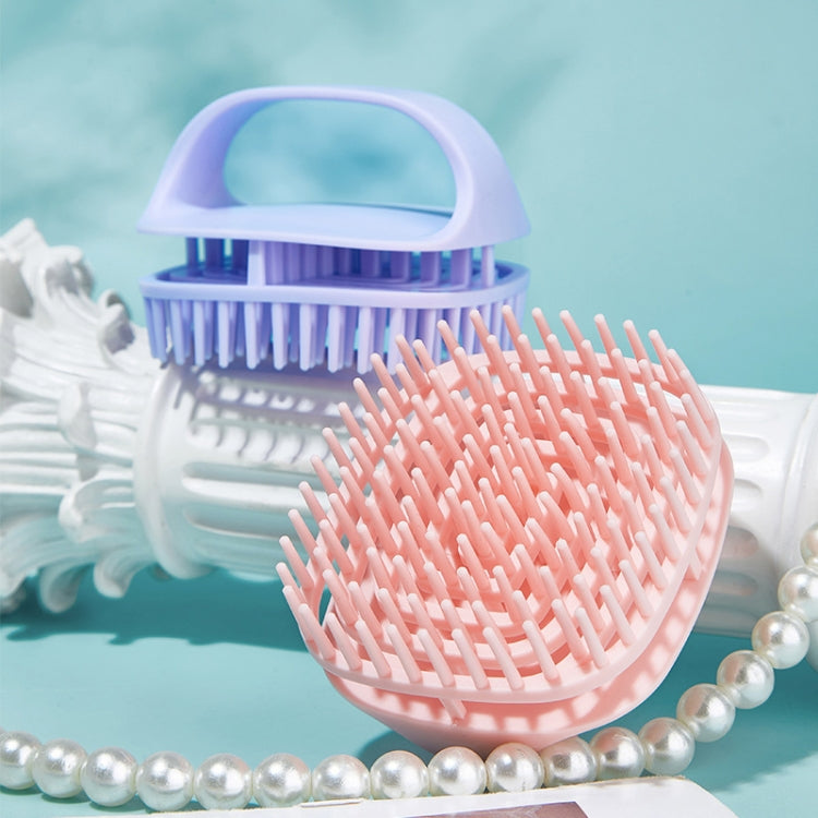 Spazzola per shampoo in silicone Spazzola per massaggio del cuoio capelluto pulita Pettine per shampoo portatile umido e asciutto