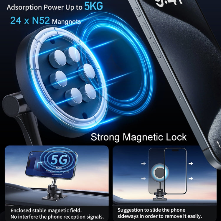 Supporto per telefono per auto magnetico rotante per console centrale a 360° Staffa di navigazione automobilistica in lega di zinco, Magnetic Holder
