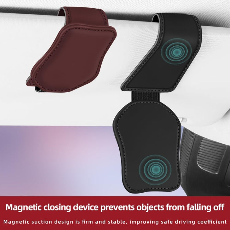 Clip per occhiali da auto Borsa per occhiali da sole con chiusura magnetica in pelle per auto