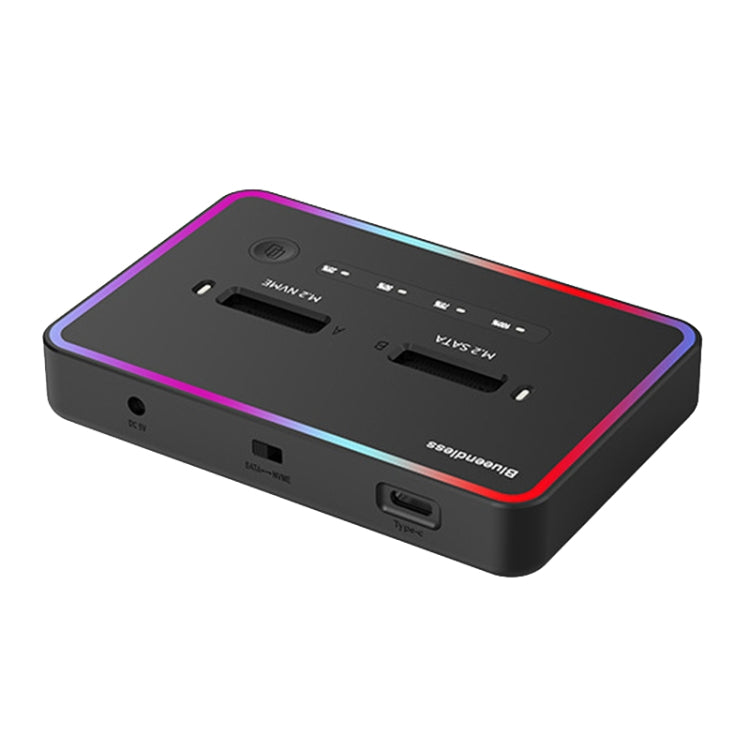 Scatola per disco rigido a stato solido con base per disco rigido a doppio slot Blueendless M.2, spina americana, RGB Dual NVME or Dual SATA, Dual NVME or Dual SATA, RGB NVME + SATA, NVME + SATA, RGB Dual SATA, Dual SATA