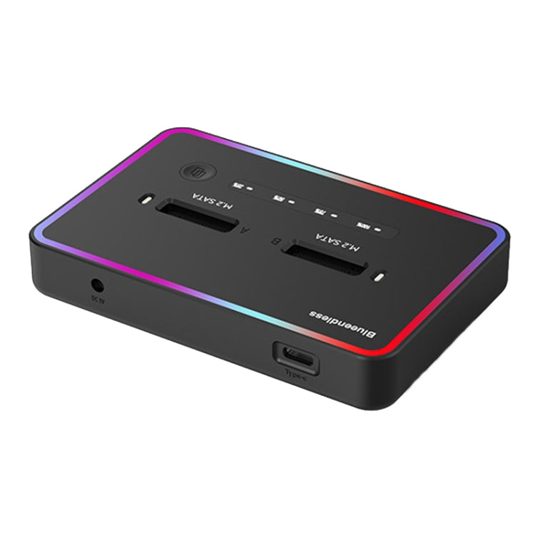 Scatola per disco rigido a stato solido con base per disco rigido a doppio slot Blueendless M.2, spina americana, RGB Dual NVME or Dual SATA, Dual NVME or Dual SATA, RGB NVME + SATA, NVME + SATA, RGB Dual SATA, Dual SATA