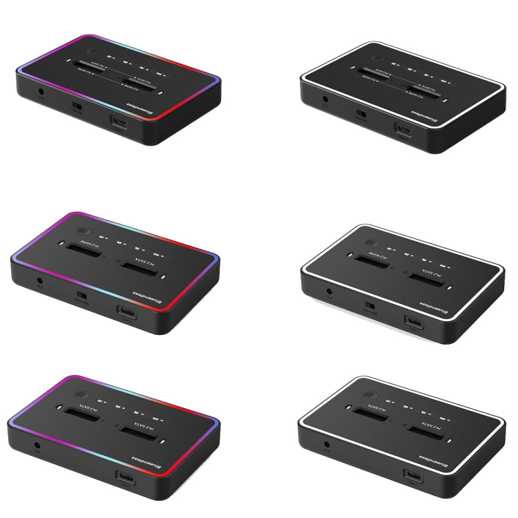 Scatola per disco rigido a stato solido con base per disco rigido a doppio slot Blueendless M.2, spina americana, RGB Dual NVME or Dual SATA, Dual NVME or Dual SATA, RGB NVME + SATA, NVME + SATA, RGB Dual SATA, Dual SATA