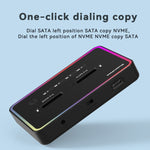 Scatola per disco rigido a stato solido con base per disco rigido a doppio slot Blueendless M.2, spina americana, RGB Dual NVME or Dual SATA, Dual NVME or Dual SATA, RGB NVME + SATA, NVME + SATA, RGB Dual SATA, Dual SATA