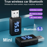 T60 Bluetooth 5.3 Ricevitore Trasmettitore Audio Autoradio USB FM Ricevitore Bluetooth, T60 2 in 1