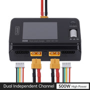 ToolkitRC M6D 500W Caricabatterie bilanciato per batteria Li-Po a doppio canale per aeroplani giocattolo