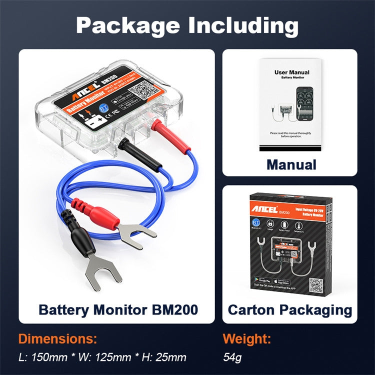 ANCEL BM200 12V Bluetooth 4.2 Tester batteria per strumento di analisi e rilevamento della batteria per auto, BM200