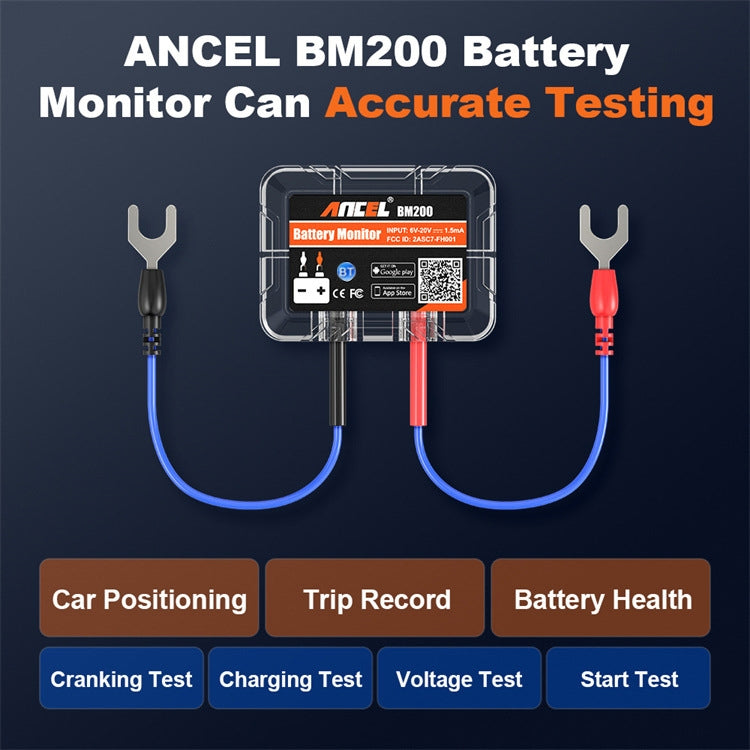 ANCEL BM200 12V Bluetooth 4.2 Tester batteria per strumento di analisi e rilevamento della batteria per auto, BM200